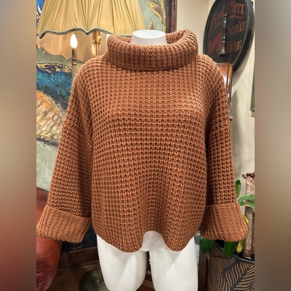 EUC Goodnight Macaroon Brown Chunky Knit Turtleneck Sweater - Picture 1 of 8